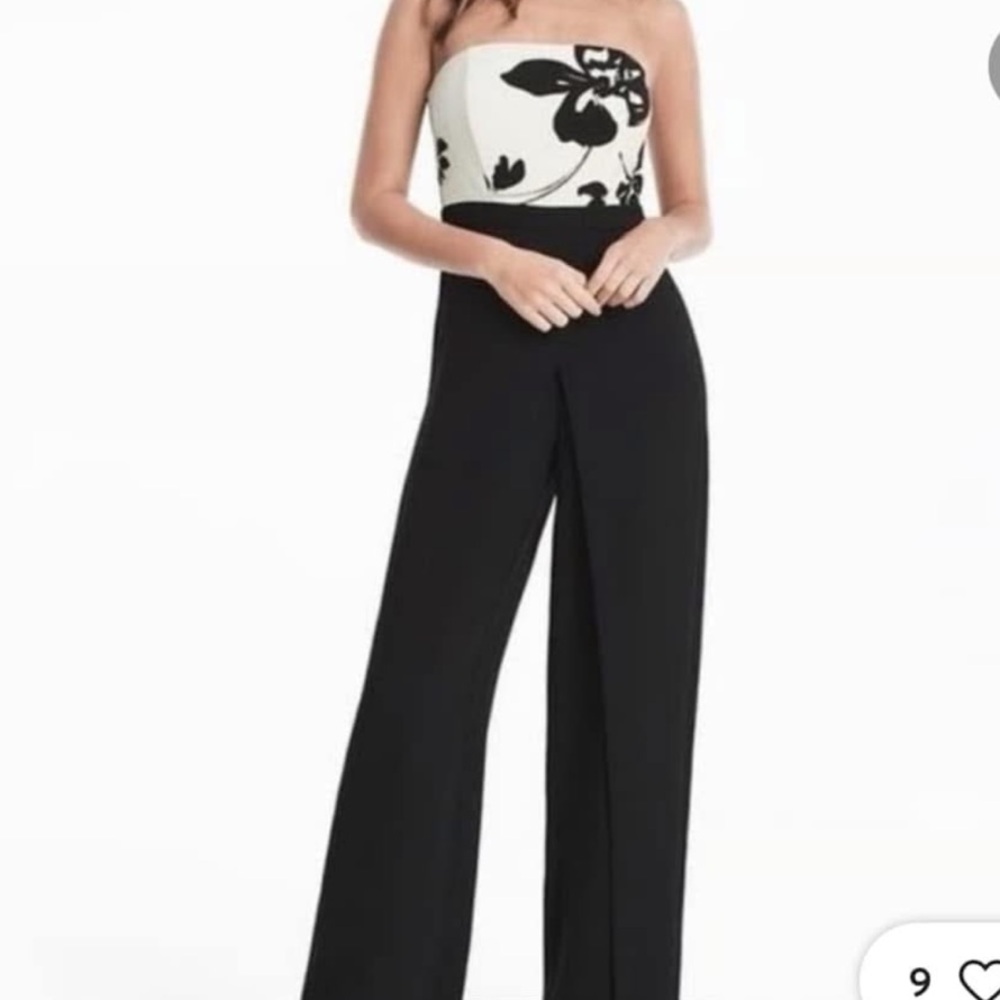 White House Black Market Black and White Wide-Leg Jumpsuit